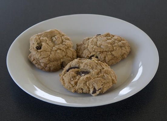 glutenvrije chocoladeschilfer, rozijnen, walnoot cookies