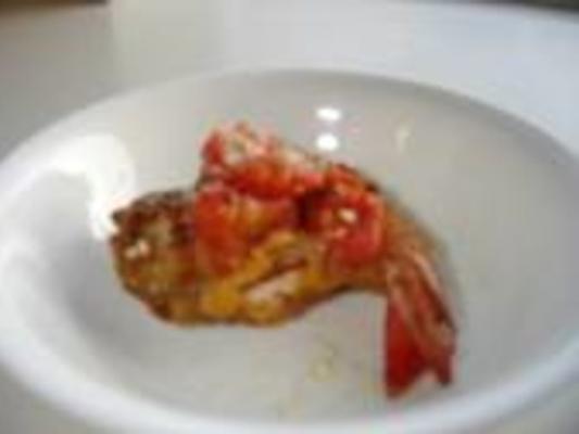 gepaneerde garnalen bruschetta