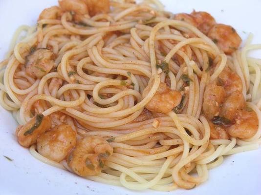Dalmatische spaghetti met garnalen