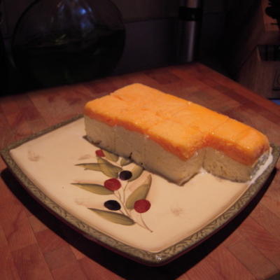 vetarm ijzig oranje creme gelaagd dessert