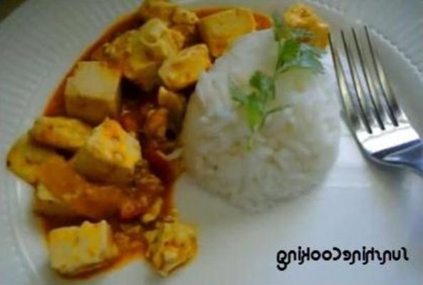 zonne-kokende Thaise tofu rode kerrie met groenten