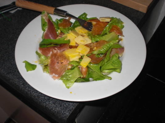 parmaham en cheddar salade