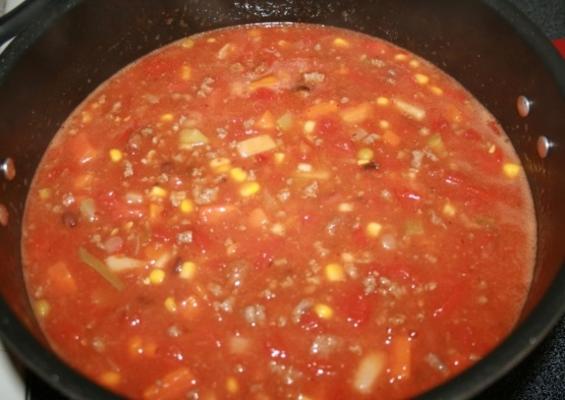 pittige groente beef chili soep
