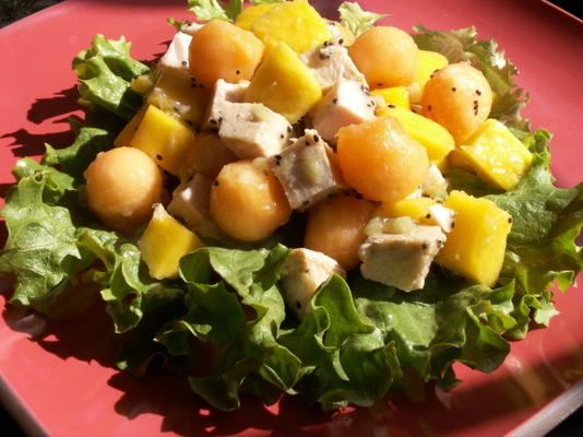 salade van mango, meloen en kip (natriumarm)