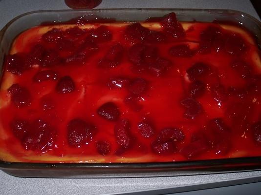 aardbeien-rabarber cheesecake vierkanten