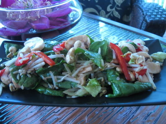 spinazie salade met cashewnoten en taugé