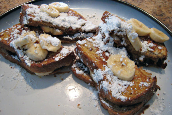 chocolade pindakaas banaan gevulde Franse toast