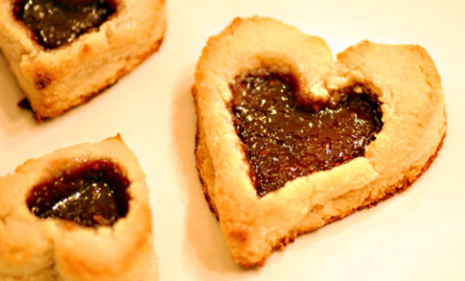 Valentijnsdag linzer hart koekjes
