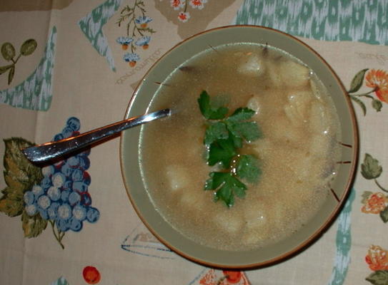 aardappel en geroosterde knoflooksoep