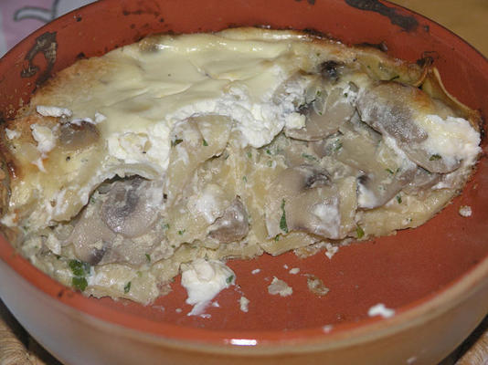 Noord-Kroatische champignons en pasta braadpan
