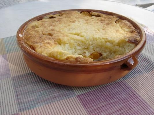 gebakken rijstpudding met perziken