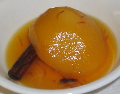 peren in honing en saffraan