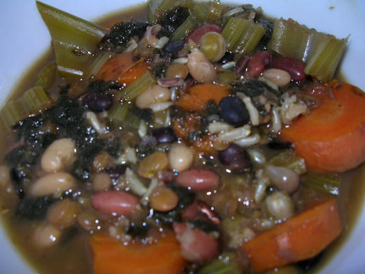 miso-bean veganistische stoofschotel met nori en wilde rijst (gluten, zuivelvrij