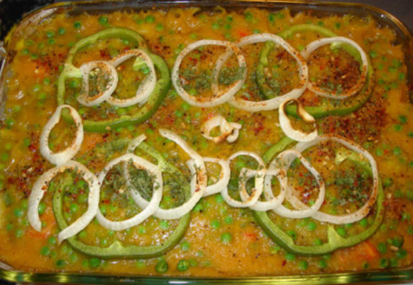 butternut squash en zoete erwten braadpan