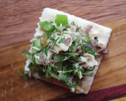 dille minnaar groene, groene ingeblikte vissalade