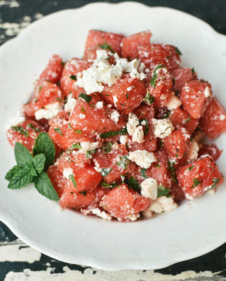 watermeloen salade met feta en mint