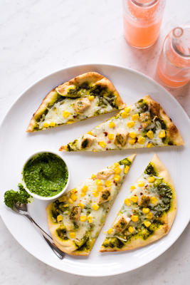 gegrilde pesto kip flatbreads