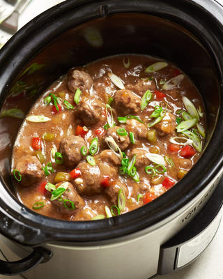 slow-cooker zoetzure gehaktballen